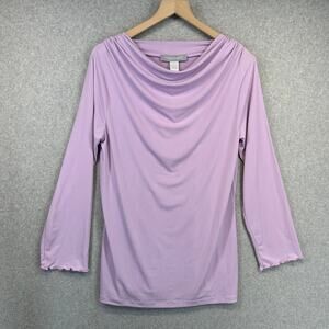 Modern Soul Top Womens Size S Purple Cowl Neck Long Sleeve Pullover Draped